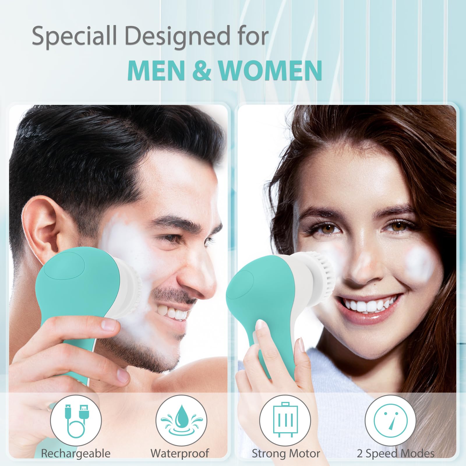 Amazon.com: Rechargeable Facial Cleansing Spin Brush Set with 4